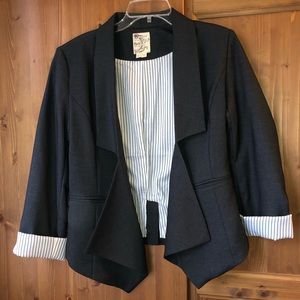 Charcoal grey open front blazer